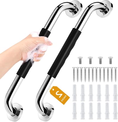 Grijpstangen Badkamer - Veiligheidshandgrepen Douche - Valpreventie Thuis - Antislip Siliconen Grip - 406 cm - Roestvrij staal