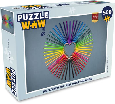 Puzzel Hart - Potloden - Regenboog - Abstract - Legpuzzel - Puzzel 500 stukjes