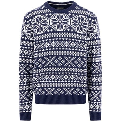 Fynch-Hatton Trui O-Neck Big Jacquard Navy / male