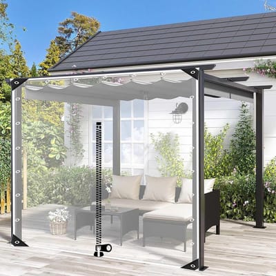 Waterdicht Transparant PVC Zeilgordijn met Rits en Ringen voor Buiten