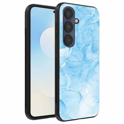 Geschikt voor Samsung Galaxy S25 FE Telefoonhoesje met marmer opdruk - TPU backcover case marble design - Lichtblauw - Smartphonica geschikt voor Samsung Galaxy S25 FE