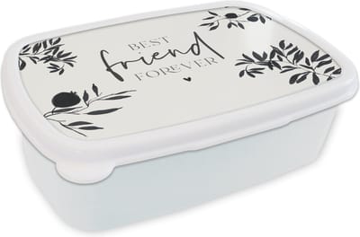 Broodtrommel Wit - Lunchbox - Brooddoos - BFF - Best friends forever - Beste vrienden - Quotes - Spreuken - 18x12x6 cm - Volwassenen