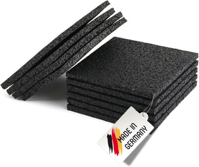 Terrasdragers Rubberen Onderlaag - Beschermmat Egaliseren - Onderconstructie Ventileren - Duurzaam Rubbergranulaat - 300 x 300 x 10 mm - Zwart