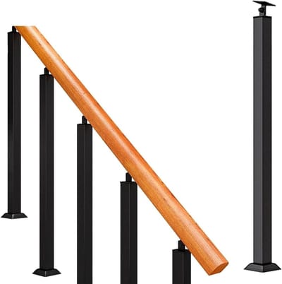 Trapleuning Spindel - Leuninghouder Balustrade - Veilig Traplopen - 270° Verstelbaar - 100 cm Hoog - Zwart