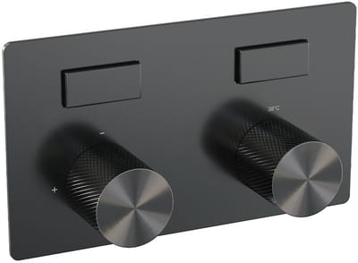Brauer Gunmetal Carving - 2 weg - Inbouwthermostaat - Drukknoppen - In/afbouwdelen - Gunmetal Geborsteld PVD