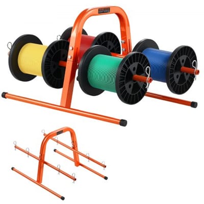 VEVOR Draadspoelhouder, capaciteit 45 kg, handmatige kabeldispenser, stalen buisrek, voor het opbergen van maximaal 8 spoelen met een maximale diameter van 24 cm onder verschillende omstandigheden