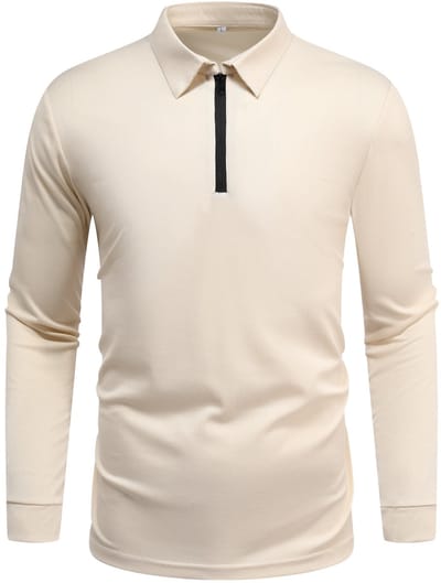 Allthemen Heren Lange Mouw Rek T-Shirt - Oversize Polo Met Halve Rits - S