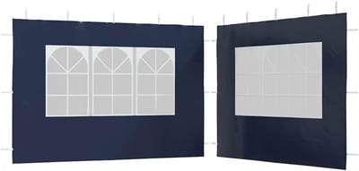 Tentwanden met raam - Zijwanden partytent - Buitenfeesten beschermen - UV- en waterbestendig - 300 x 195 cm - Blauw