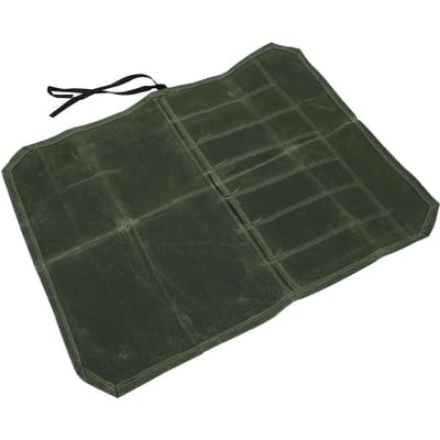 Gewaxte Canvas Messentas 7 Vakken Professionele Opvouwbare Chefmes Roltas voor Kamperen Barbecue