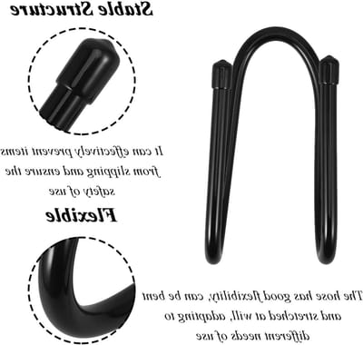 Set van 4 Wandbeugels voor Slangen, Verstelbare Slanghouders voor Stofzuigers en Skateboards, Geschikt voor Binnen en Buiten (Zwart)
