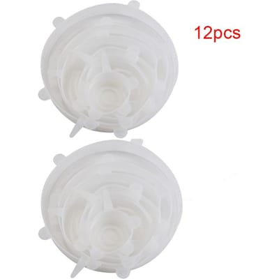 6/12 Stuks Siliconen Stretch Deksels Herbruikbare Voedsel Seal Deksel voor Pot Kom Houd Voedsel Vers Rekbare Wrap Deksel Keuken Kookgerei white