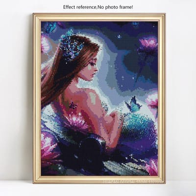 Broderie diamant Affichage complet Portrait complet Image ronde Strass Peinture diamant 20X30CM gray