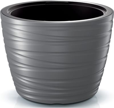 Prosperplast Plantenpot/bloempot Amazing - buiten/binnen - kunststof - steengrijs - D47 x H52 cm - met binnenpot