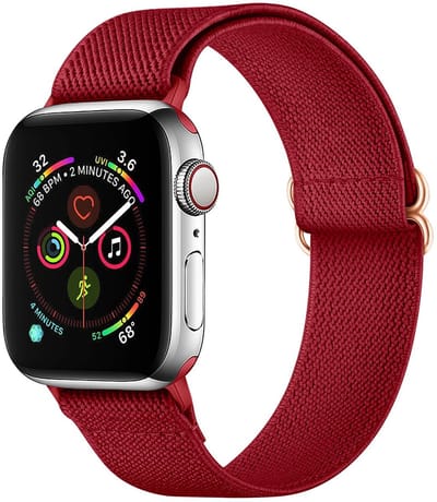 SBG Nylon Bandje Geschikt voor Apple Watch 1/2/3/4/5/6/7/8/9/10/11/SE - 38/40/41/42MM - Elastisch Sport Horlogebandje - Rood