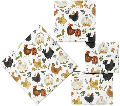 Dailygoods- Inpakpapier Kinderen - Boerderij Dieren Ontwerp - Verjaardagscadeau - Babyshower - 4 Vellen Plat Gevouwen - Wit Kunstpapier - Cadeaupapier