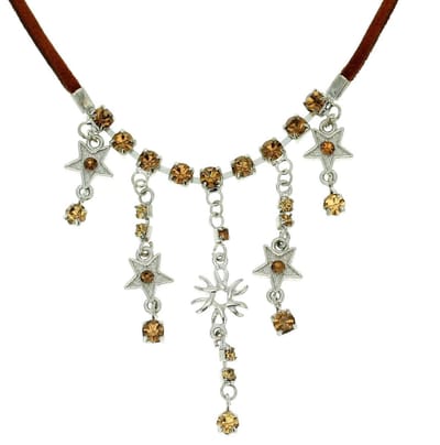 Behave - Ketting met sterretjes en steentjes - Zilverkleur - 42 cm + 4,5 cm verlengketting