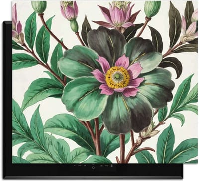 KitchenArt - Botanical Grace – Inductie Beschermer - 52x35 cm - Kookplaat Beschermer - Luxe Afdekplaat Inductieplaat - Anti-slip & Oprolbaar - Beschermmat Inductiekookplaat