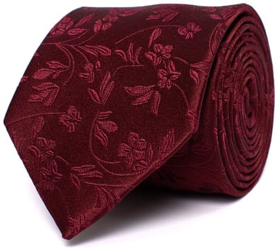Tresanti DANTEA Silk tie with flowers Burgundy (TRTIIE353 - 602)