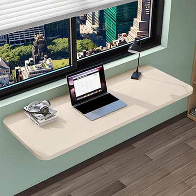 Wandbureau Opvouwbaar - Klaptafel Bureau - Ruimte Besparen - Veilig Boogdesign - 50 x 20 cm - Houtkleur