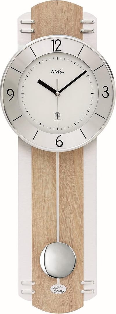 AMS Wandklok met slinger Zendergestuurd Sonoma-Aluminium 5291