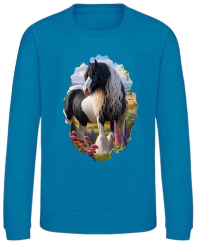 Gave Blauwe Paarden Sweater met Tinker - Blauw - 146/152