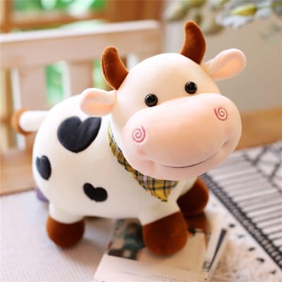 Cartoon Schattige Koe Pluche Speelgoed Zacht Dier Rundvee Pluche Speelgoed Kawaii Katoenen Dier Pluche Pop Gevuld Huisdecoratie wit