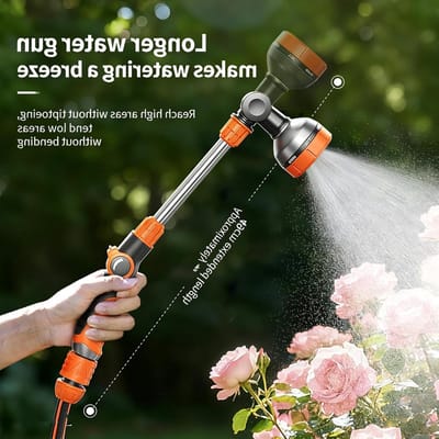 Tuinsproeier met Handdouche en 8 Spuitstanden - 42 cm Tuinslang Sproeier voor Dieren en Auto's, Ideaal voor Tuinirrigatie en Watergeven