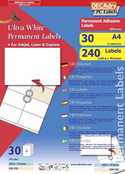 Decadry Etiketten / Labels 105 x 70mm