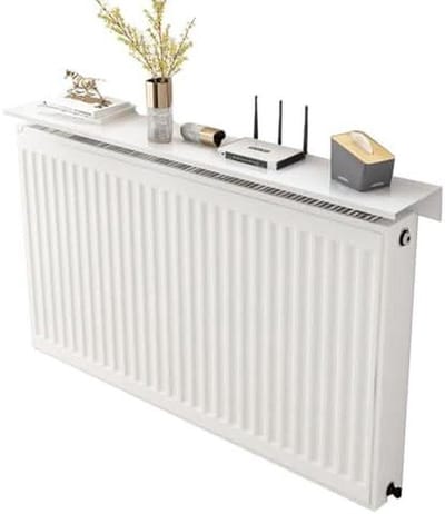 Metalen radiatorafdekking - Opbergkast verwarming - Woonruimte organiseren - Ponsvrije installatie - 40cm - Wit