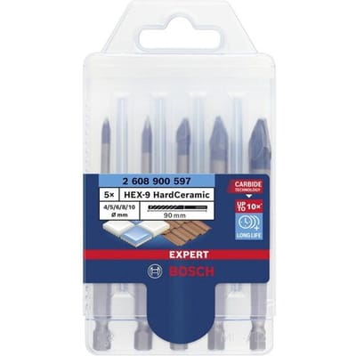 Bosch Accessories 2608900597 Tegelboorset 5-delig 4 mm, 5 mm, 6 mm, 8 mm, 10 mm Zeskant schacht 5 stuk(s)