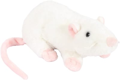 Pia Toys Knuffeldier Muis - zachte pluche stof - premium kwaliteit knuffels - wit - 18 cm - Muizen