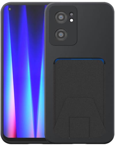 Geschikt voor OnePlus Nord CE 2 Telefoonhoesje met Verstelbare Leren Pasjeshouder - Flexible Back Cover Case Siliconen TPU with Adjustable Leather Cardslot - Zwart - Smartphonica geschikt voor OnePlus Nord CE 2 5G