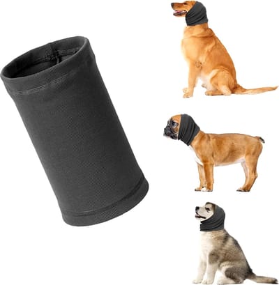 CHPN - Oorbeschermer voor honden - Col voor honden tegen geluid - Rustgevende col - Zwart/Grijs - Geschikt voor honden die niet tegen lawaai kunnen