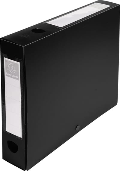 Exacompta 10x Ondoorzichtige klasseerdoose PP 7/10de Rug 60mm - A4 - Zwart - 59631E