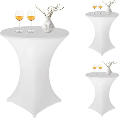 Statafelhoezen Set - Bistro Tafelkleden - Feestelijke Decoratie - Verstevigde Voet - Ø 75-80 cm - Wit