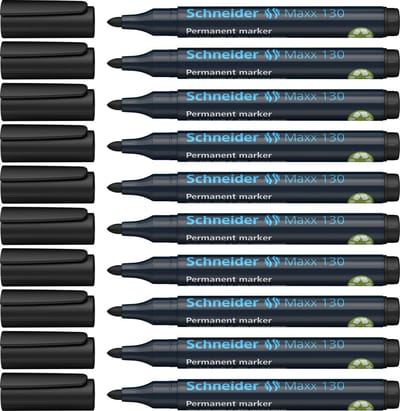 Schneider permanent marker - Maxx 130 - ronde punt - schrijfkleur zwart - doos 10 stuks