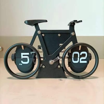Retro fiets Flipklok- Zwart - 20x13x8cm - Mechanische Automatische Flip Down Pagina - Tafelklok - Kantoor Flip Klok - wandklok – Modern