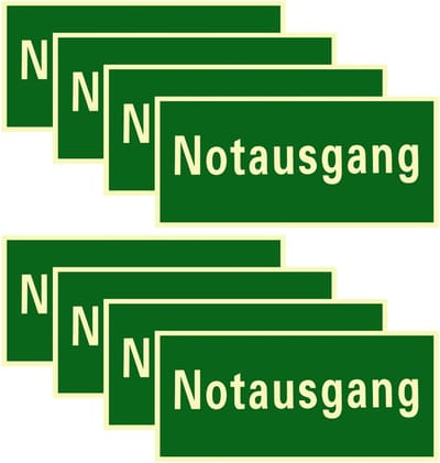 Dailygoody - Nooduitgangsbord - Oplichtend - Hoogwaardig pvc - Zelfklevend - Vluchtwegborden - 300 x 150 mm - Geschikt voor binnen en buiten