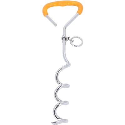 Piquet d'attache pour chien Fil d'acier Double tête Anti-perte Laisse pour chien Ancre de sol à visser pour tente pour cour white