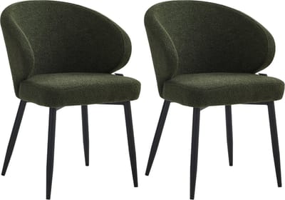 Colenis® - Ruby Eetkamerstoel - Set Van 2 – Groen – Bouclé - Design
