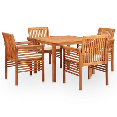 vidaXL - 5-delige - Tuinset - met - kussens - massief - acaciahout