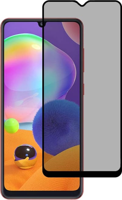Smartphonica Privacy full cover voor Samsung Galaxy A31 tempered glass screenprotector van gehard glas met afgeronde hoeken geschikt voor Samsung Galaxy A31