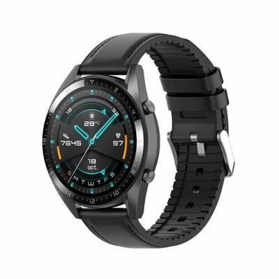 By Qubix - leer + siliconen bandje - Zwart - Geschikt voor Xiaomi Redmi Watch 5 Active / Redmi Watch 5 Lite