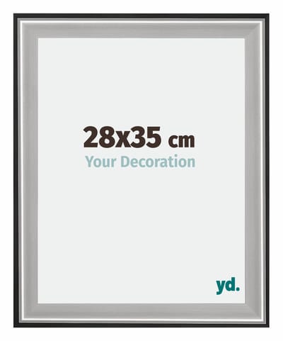 Your Decoration - Fotolijst 28x35 cm - Hout - Zwart Zilver Gepolijst - Birmingham