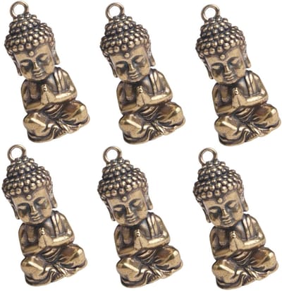 Dailygoods- Boeddha Beeldje Antiek - Mini-Figuur/Sleutelhanger - Decoratie/Ornament - Duurzaam/Messing - Tempeldecoratie - Perfect voor Boeddhisten - 1x1.45x3.1cm