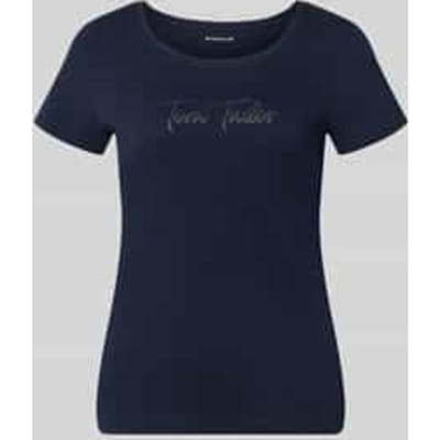 Tom Tailor - T-shirt met glitterlogo - Maat XXL - sky captain blue