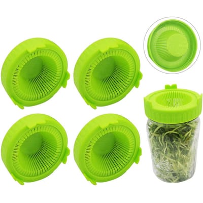 4 Pièces Couvercles en Plastique Faciles à Rincer et à Égoutter pour Bocaux à Large Goulot