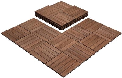 Houten Vloertegels - Balkon Terras - Buiten Leven - Drainage Systeem - 27 Stuks 2.43m² - Bruin