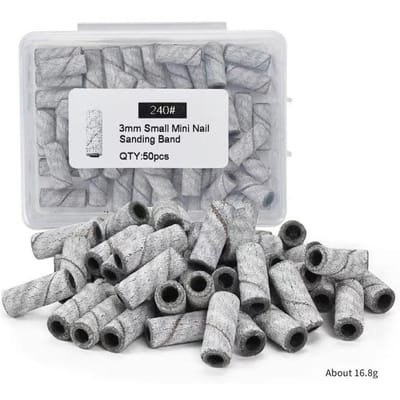 50 stuks 3 mm Mini Schuurbandjes Kits Nagelboortjes Elektrische Manicure Accessoires Tool Dode Huid Verwijderaar 240# wit