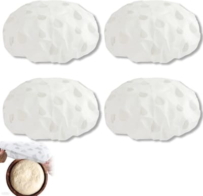 Set van 4 Voedselafdekkingen - Elastische Deksel voor Brood, Bakken en Fermentatie - Beschermt Eten en Houdt het Vers - Geschikt voor Ronde, Vierkante en Ovale Schalen